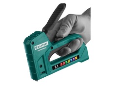 KRAFTOOL Universal, 7-в-1: 53 (A/10/JT21) 23GA (6 - 14 мм)/140 (G/11/57) 20GA (8 - 14 мм)/13/53F/36/500, универсальный легкий степлер (31524)