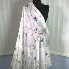 Ткань шифон шелковый голубые цветы 1147