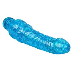 Синий вибратор-реалистик Sparkle Glitter Jack - 18,25 см. - 