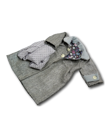 Пальто твидовое классика - Серый. Одежда для кукол, пупсов и мягких игрушек.