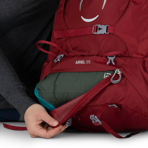 Картинка рюкзак туристический Osprey ariel 65 Claret Red - 13