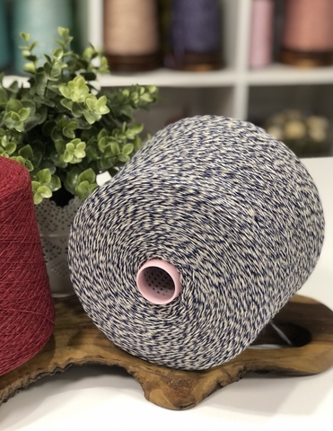Меринос (81) с ангорой (10%) и хлопком (2%) Zegna Baruffa TWEED EXPORT 3/16 сине-белое мулине