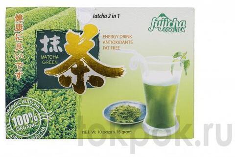 Порошковый зеленый чай Матча 2 в 1 в пакетиках Fujicha Matcha Green, 10x15 гр