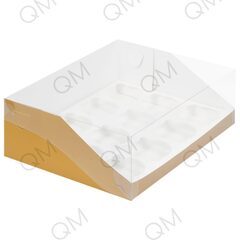 Коробка под капкейки с пластиковой крышкой 310*235*100 мм (12) (золото матовая), 10шт