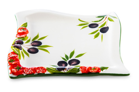 Блюдо с изгибом 20х20см Edelweiss Томаты и оливки
