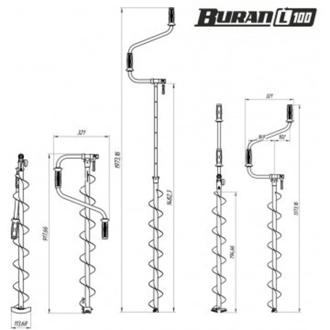 Ледобур Тонар BURAN 100L (левое вращение, цельнотянутый шнек)