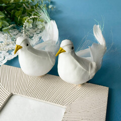 Птички белые, Голуби свадебные, на прищепке, 16,5 см, набор 2 шт.