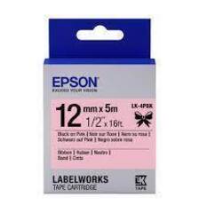 654031 Картридж EPSON с лентой LK4PBK (Сатиновая лента, 12мм, Розовая/Черн.,5м)