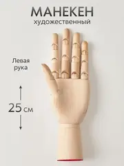Манекен художественный для рисования и творчества рука человека 25 см левая, деревянная