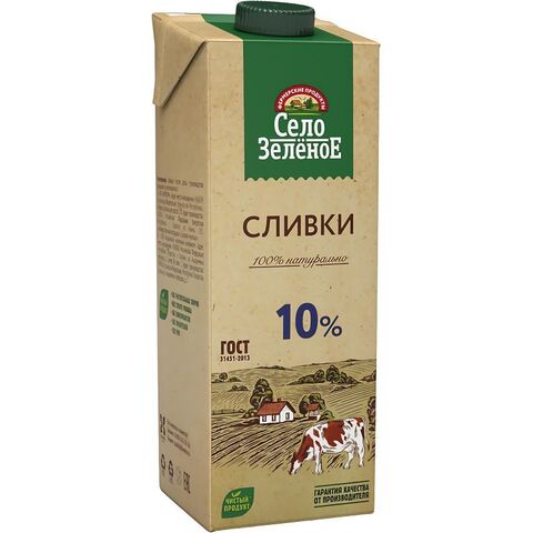 Сливки Зеленое Село 10% 1л