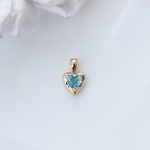 Подвеска Сердце со светло-голубым фианитом, 12*8 мм, позолота, П289