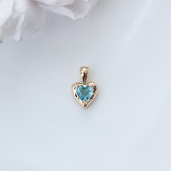 Подвеска Сердце со светло-голубым фианитом, 12*8 мм, позолота, П289