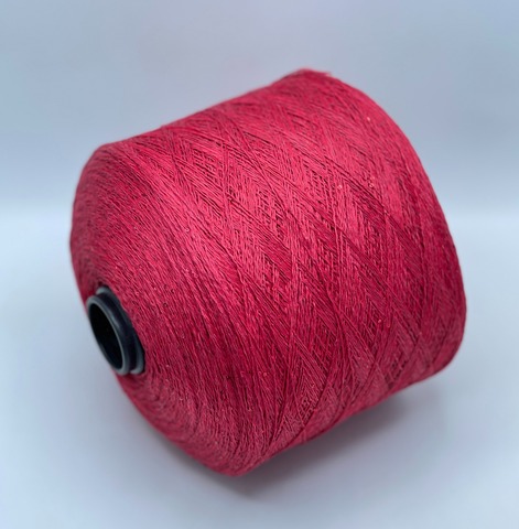 Бобинная пряжа, Linette Pailletes, 450м, 80% Лен, 20% Полиэстер(пайетка), Красно-малиновый+пайетка(в тон).37696