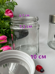 Баночки - бутылочки с металлической крышкой, декоративные, стеклянные, прозрачные, 350 мл, 10*8 см, набор 2 штуки.