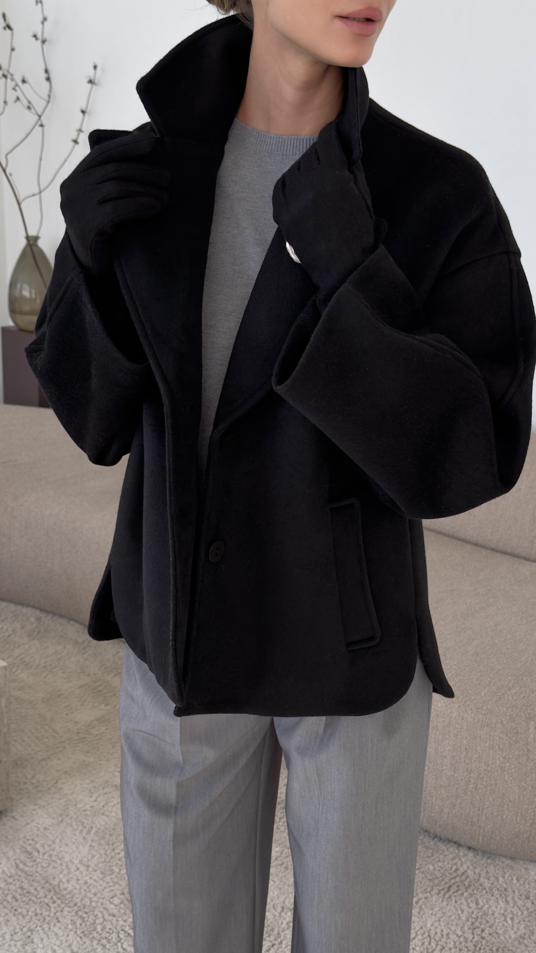 Пальто из смесовой шерсти с английским воротником