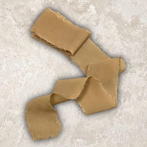 Шифоновая , шебби лента , 4см ширина , цвет бежевый, 1м