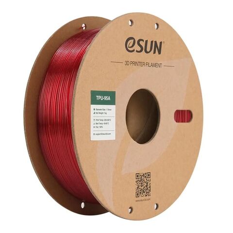Пластик для 3D-печати eSUN TPU-95A, 1,75 мм, 1 кг, прозрачный красный, TPU-95A175T-R1Y1