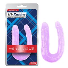 Фиолетовый двусторонний фаллоимитатор Hi-Rubber - 34 см. - 