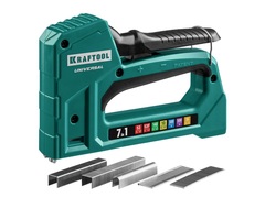 KRAFTOOL Universal, 7-в-1: 53 (A/10/JT21) 23GA (6 - 14 мм)/140 (G/11/57) 20GA (8 - 14 мм)/13/53F/36/500, универсальный легкий степлер (31524)