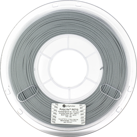 Пластик для 3D-принтера PolyMaker PolyLite PETG, 1.75 мм, 1 кг, Серый
