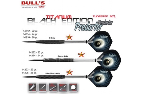 Дротики для дартса (3шт.) Bull’s Tit. Predartor, вольфрам 90,  23g (артикул 14243)