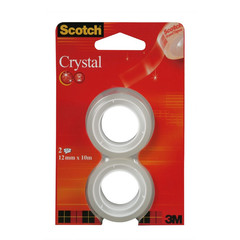 Скотч клейкая лента канцелярская Scotch Crystal прозрачная 19 мм х 7.5 м (2 штуки в упаковке)