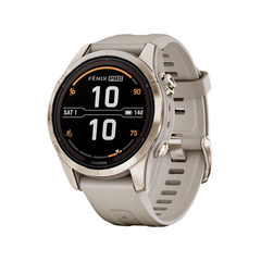 Умные часы Garmin Fenix 7S Pro, 42mm, Sapphire Solar Soft Gold with Light Sand Band (010-02776-15)