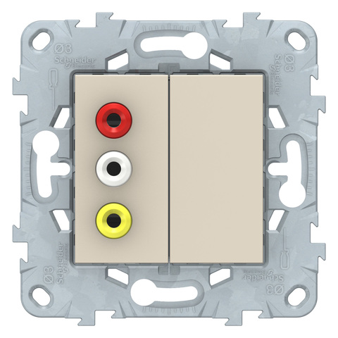 Розетка 3 RCA. Цвет Бежевый. Schneider Electric Unica New. NU543144