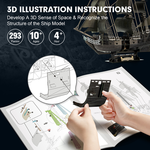 3D Пазл Корабль Месть Королевы Анны с LED-подсветкой