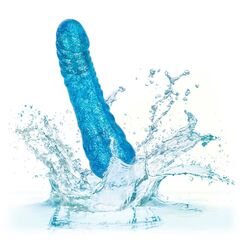 Синий вибратор-реалистик Sparkle Glitter Jack - 18,25 см. - 