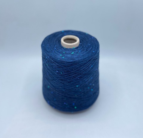 G&G Filati  (пр.Италия),art-Bellino, 390м/100гр, 100%Лен+пайетка(синяя,неоднотонная) , цвет-Синий, арт-34043