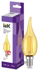Лампа светодиодная CB35 свеча на ветру золото 7Вт 230В 2700К Е14 серия 360° IEK LLF-CB35-7-230-30-E1