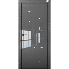 Купить Межкомнатная дверь глянец Pt 1 Платина crystall gray алюминиевая кромка Al Black Edition глухая
