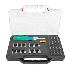 Jonnesway DR0152S Рукоятка отверточная трещоточная в наборе с битами и насадками, 52 предмета 48820