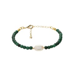 Браслет из натурально Малахита и Жемчужины, gold