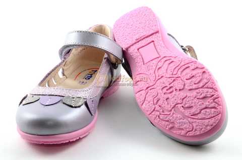Туфли для девочек кожаные на липучке Тотто, цвет сиреневый, 10210B. Изображение 8 из 12.