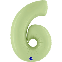 Шар (40''/102 см) Цифра, 6/9, Оливковый, Сатин