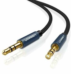 Кабель  UGREEN AV112 (10688) 3.5mm Male to 3.5mm Male Cable Gold Plated Metal Case оплетка, 3м, синий
