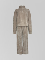 Спортивный костюм Yan Fashion 8083 вельветовый из кофты-полузамок и широкий брюк