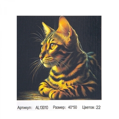 
          Картина по номерам Alingar, 40х50 см, 22 цвета, с акриловыми красками, холст на подрамнике, "Кошка"