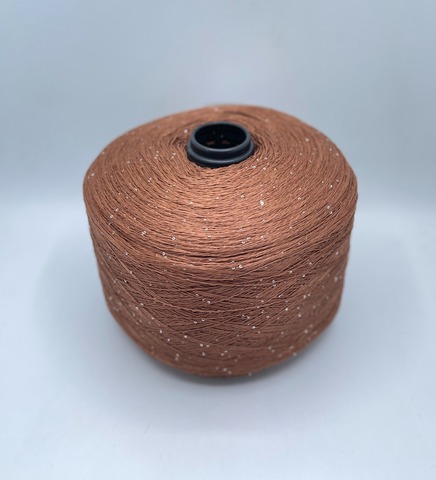 Бобинная пряжа (пр.Италия),Linette Pailletes, 450/100гр, 80% Лен, 20% Полиэстер(пайетка), цвет-Шоколад+пайетка. арт.36730