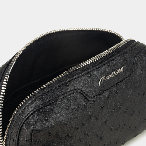 Несессер Tube, кожа страуса черного цвета