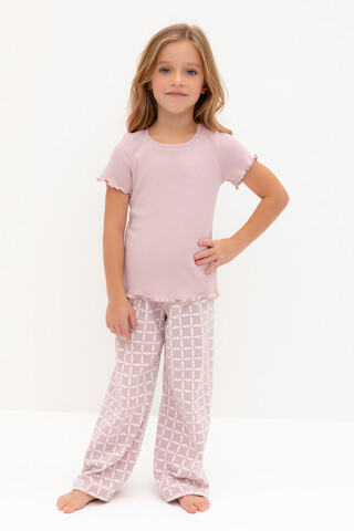 пижама  для девочки  К 1636/розовый лед,морская клетка