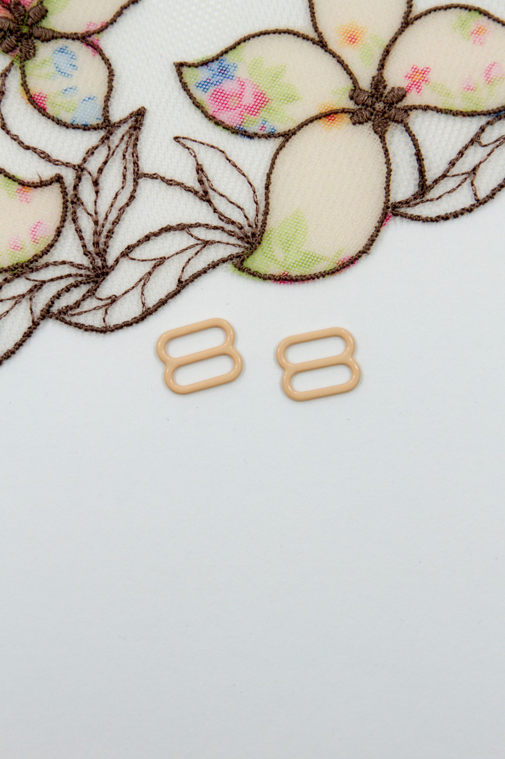 Кольцо, регулятор, крючок для бюстгальтера персико-бежевый 1 см