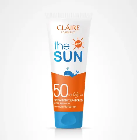 Claire cosmetics THE SUN Крем для лица и тела ДЕТСКИЙ водостойкий SUNSCREN SPF50, 200мл