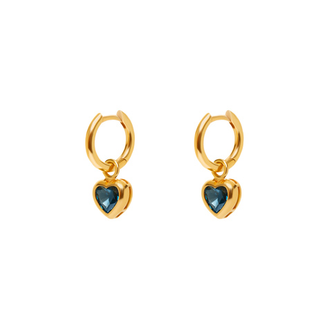 Heart Charm Earrings - Blue Spinel