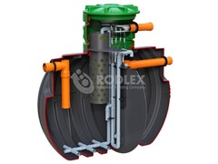 Станция биологической очистки BioBox Aero 7 с принудительным выбросом, насосом в отдельной кнс Родлекс 3000 л./ 1750 л. в сутки / 7 чел. / принудительный сброс / компрессорный аэрация (2140x1480x2030см;192кг;) - арт.559793