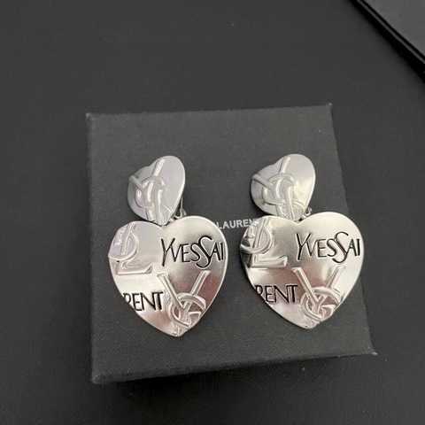 Серьги клипсы YSL сердца пластинки