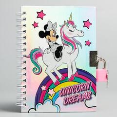 Записная книжка  Unicorn dreams на замочке Минни Маус, 50 л. А6