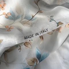 Ткань шифон шелковый голубые цветы 1147